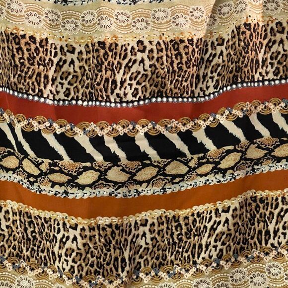 Silk Club Animal Print Sequin Pencil Skirt 4 - Picture 5 of 10